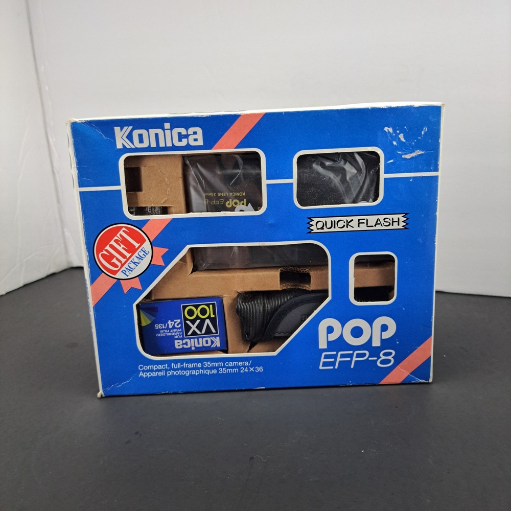 MINT KONICA POP EFP-8 35mm Film Camera Gift Set-New Old Stock NOS Boxed Kit